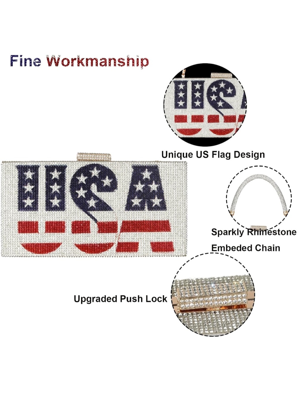 USA Rhinestone Purse - Picture 6 of 8